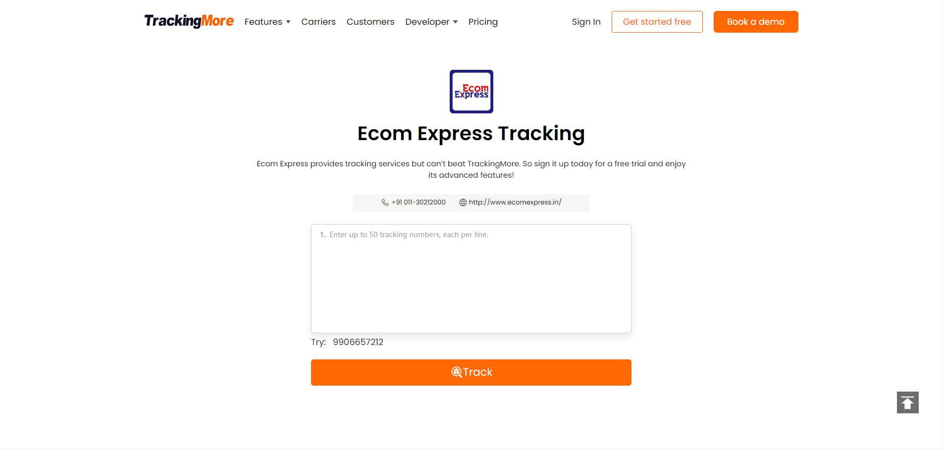 TrackingMore Ecom tracking page