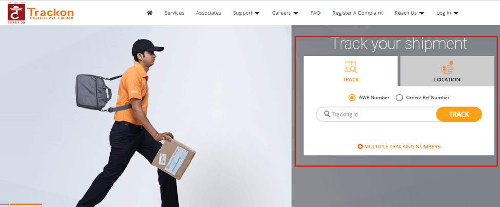 Trackon Courier tracking page
