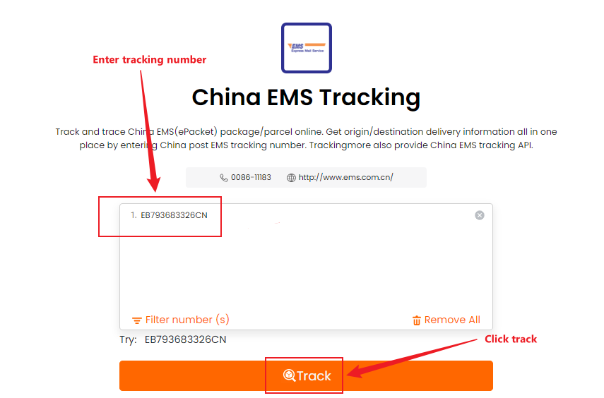 EMS Tracking TrackingMore
