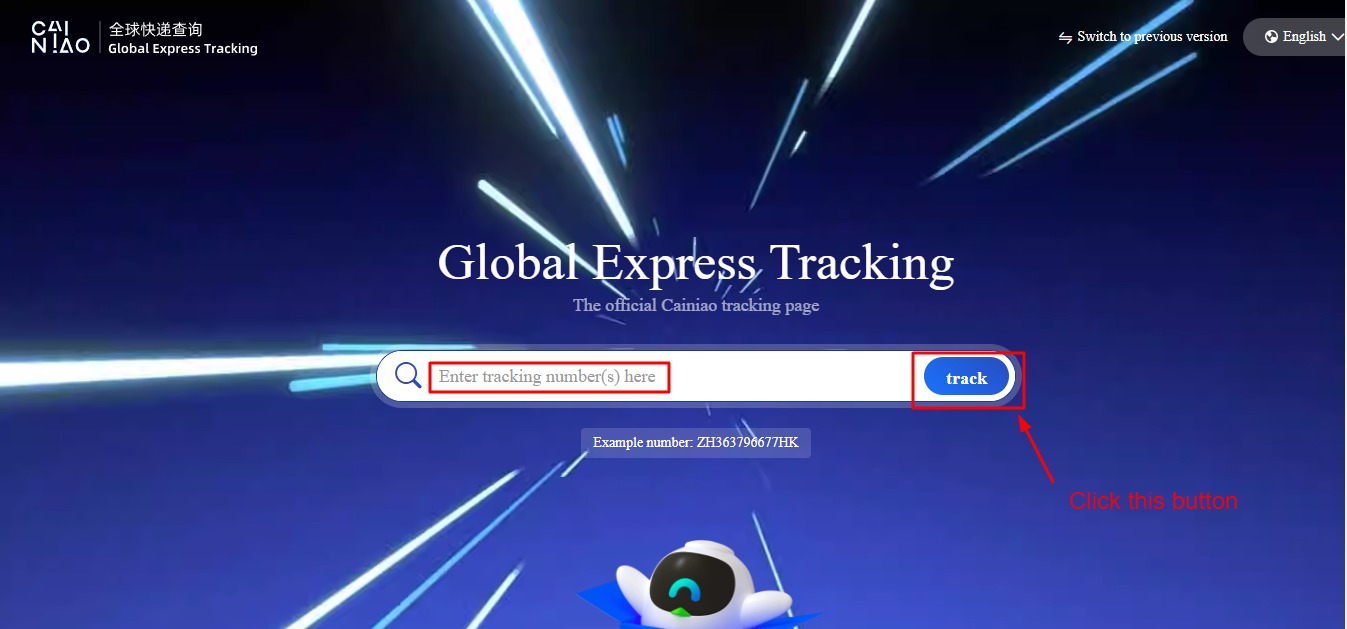Cainiao global tracking page