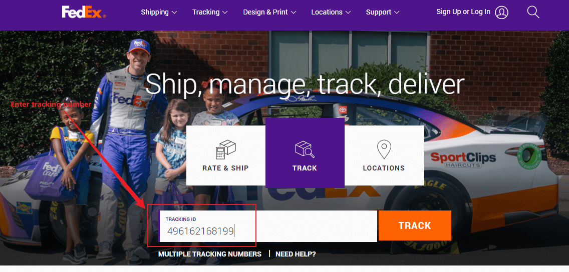 FedEx tracking page