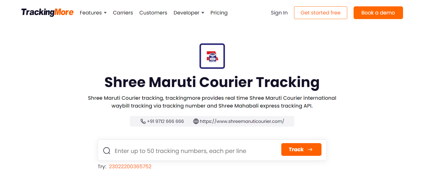 TrackingMore Shree Maruti Courier tracking page