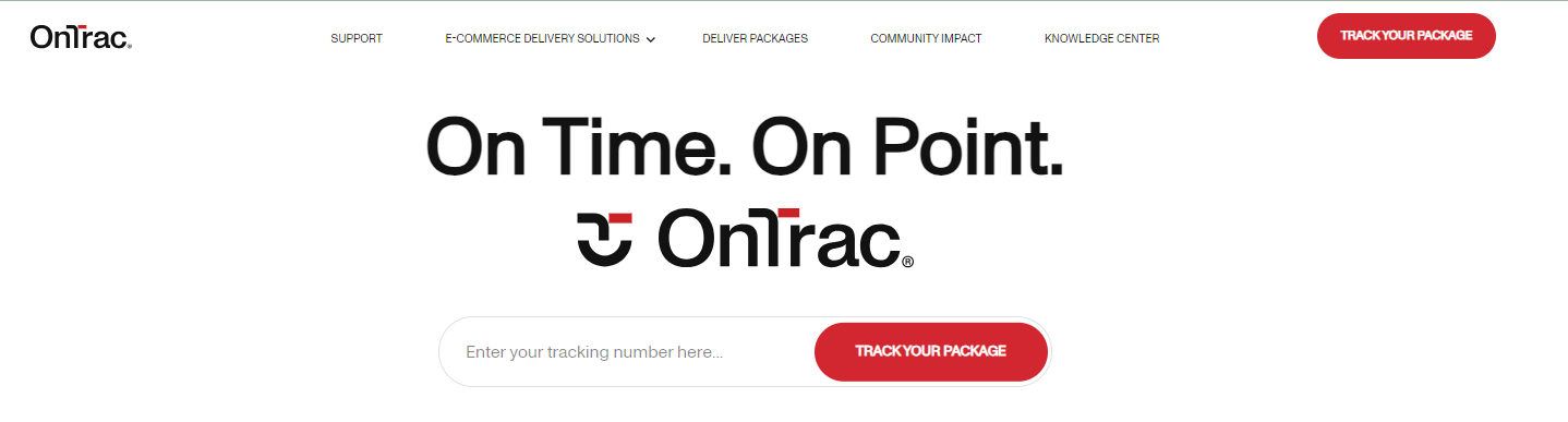 OnTrac tracking page