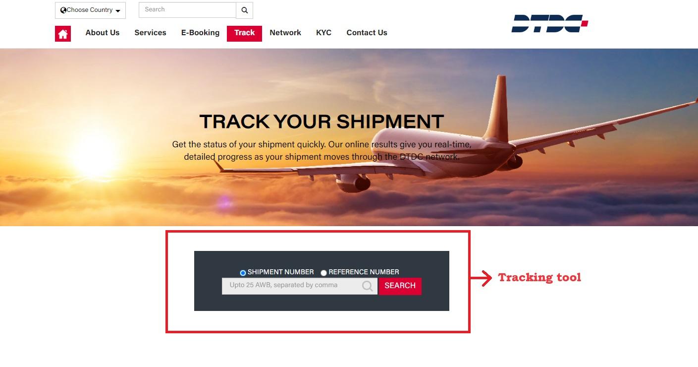 DTDC international tracking page