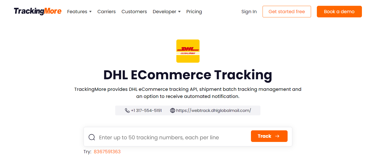 DHL Ecommerce tracking page