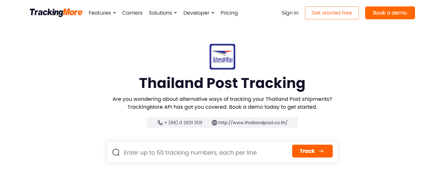 TrackingMore Thailand Post tracking page