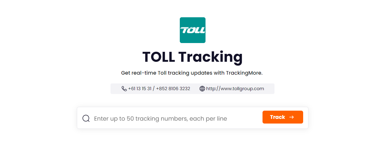 TrackingMore Toll tracking page