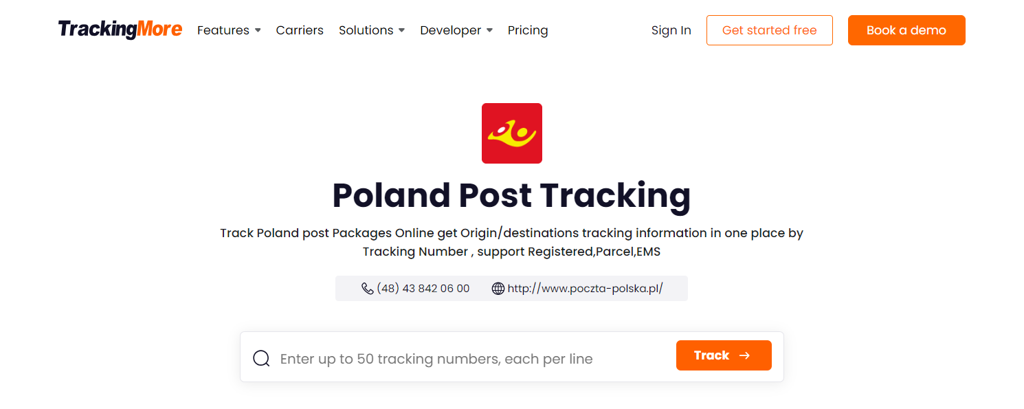 TrackingMore Poczta Polska tracking page
