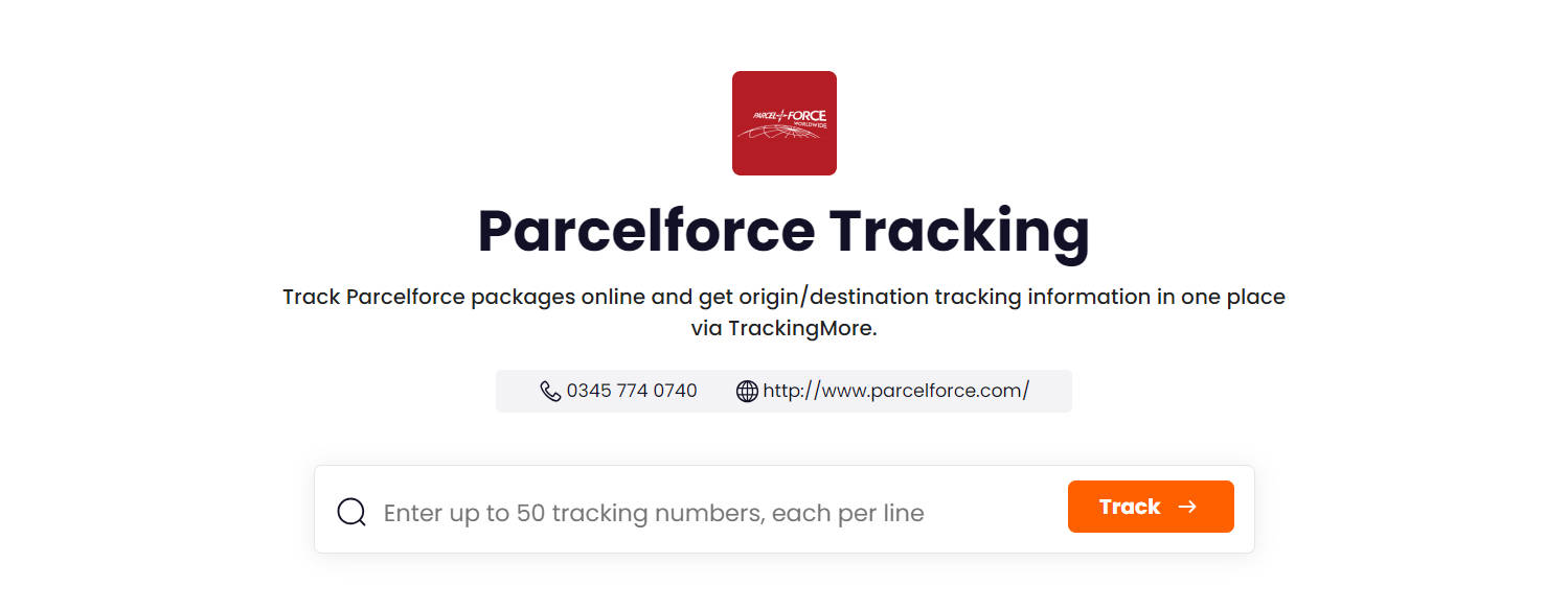 TrackingMore Parcelforce tracking page