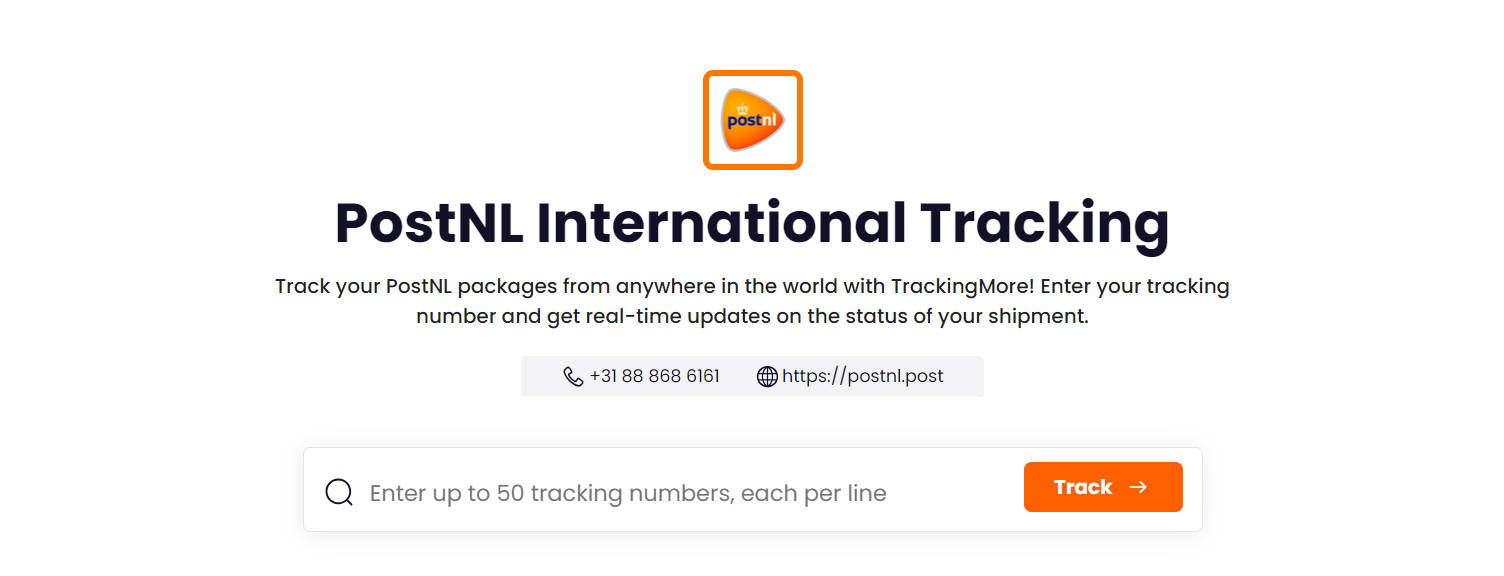 TrackingMore PostNL International tracking page