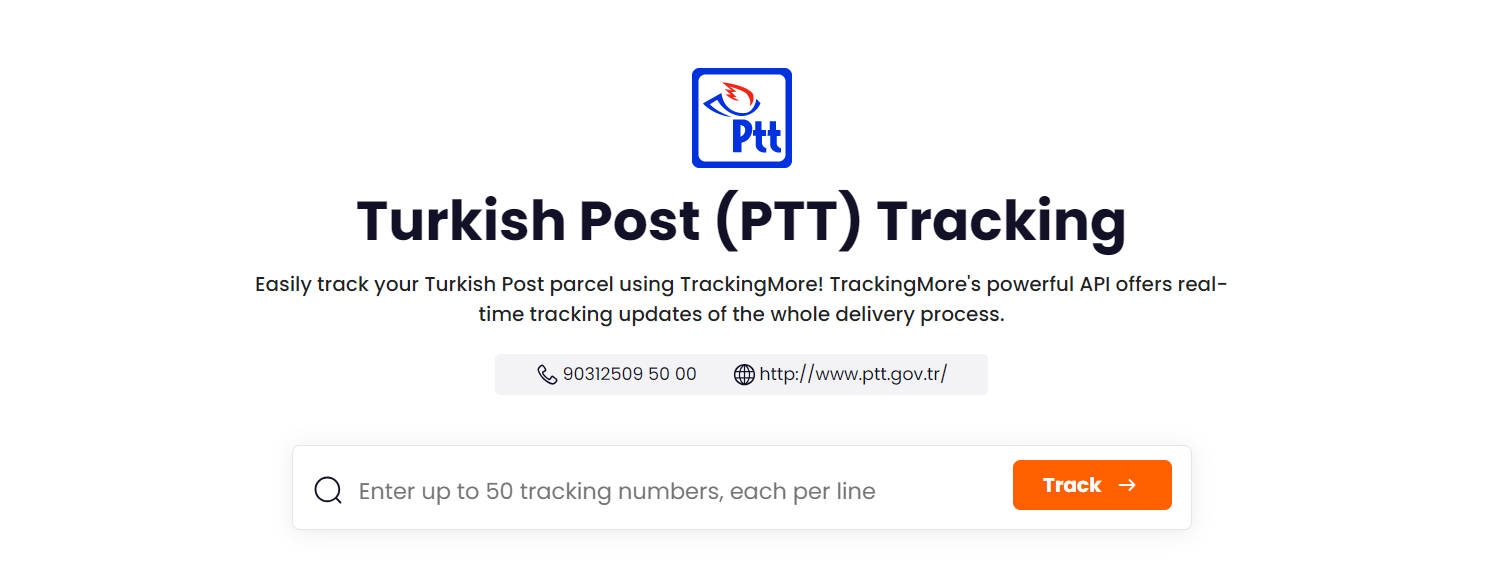 TrackingMore PTT tracking page