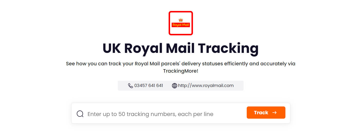 TrackingMore Royal Mail tracking page