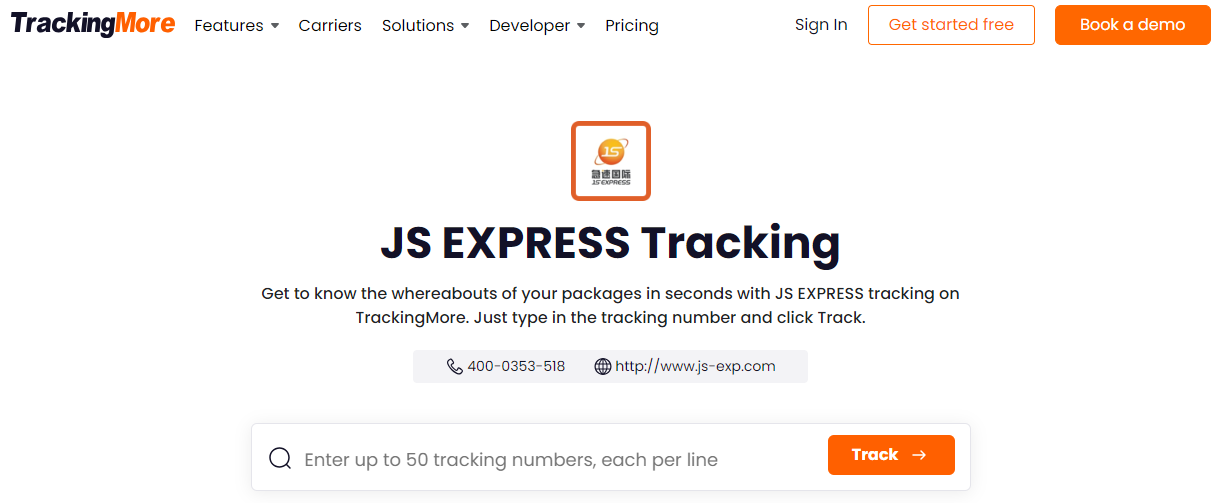 TrackingMore tracking website