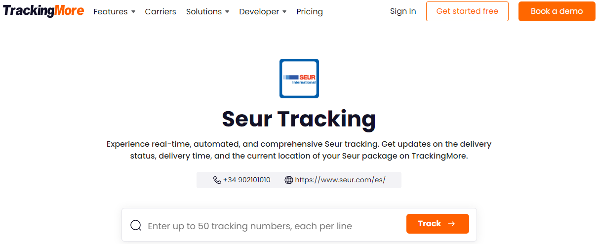 TrackingMore tracking page