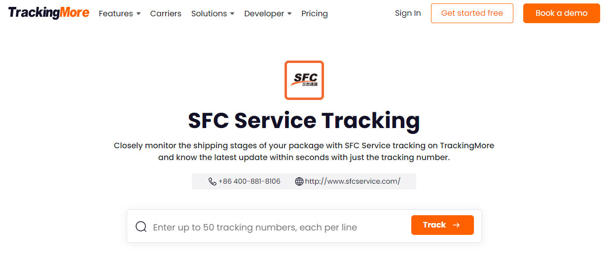 TrackingMore tracking website