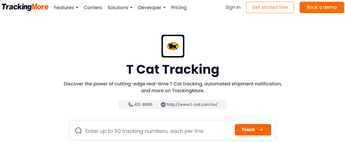 TrackingMore tracking page