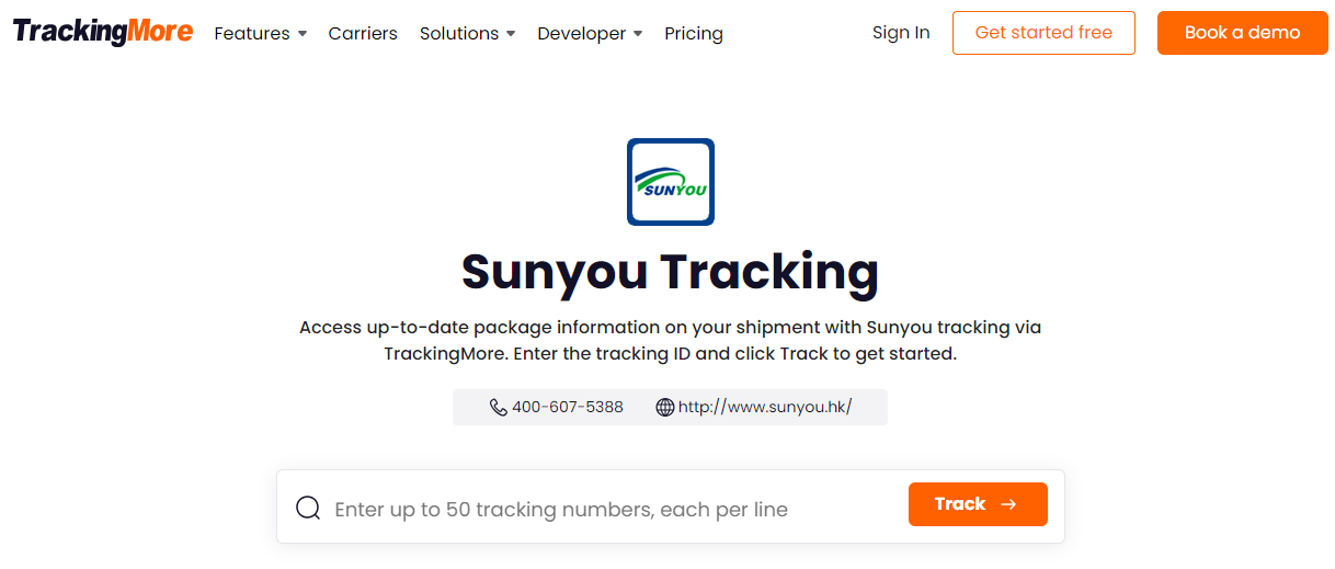 TrackingMore tracking page 