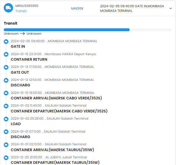 TrackingMore Maersk tracking status page