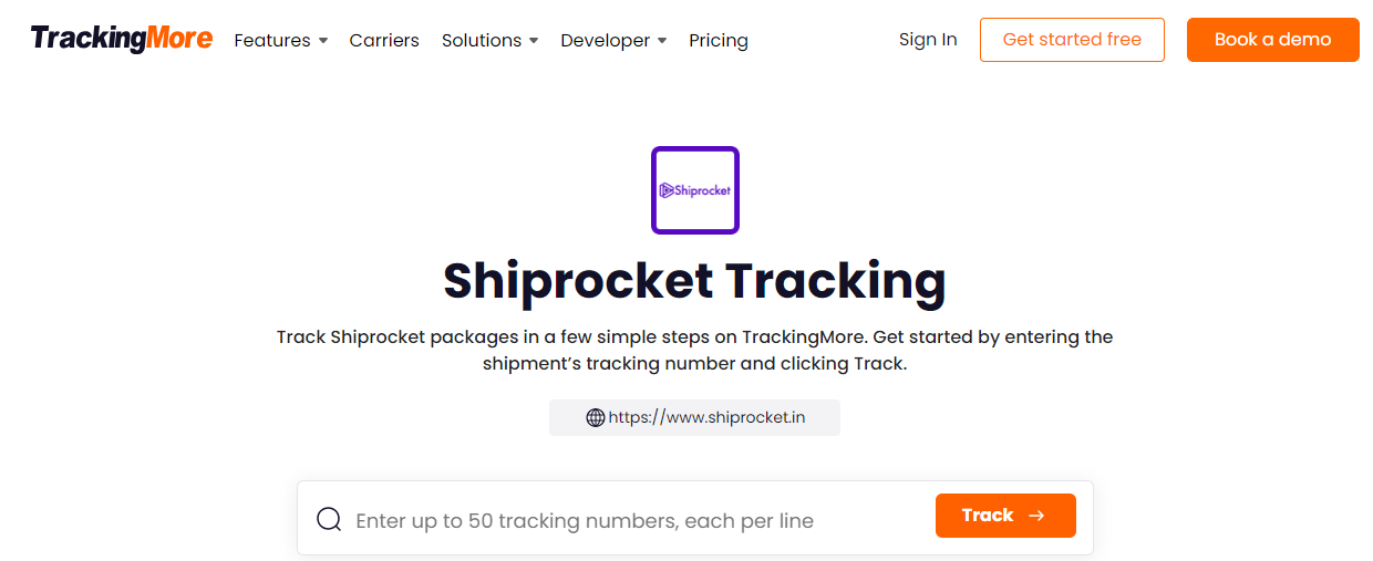 TrackingMore Shiprocket tracking