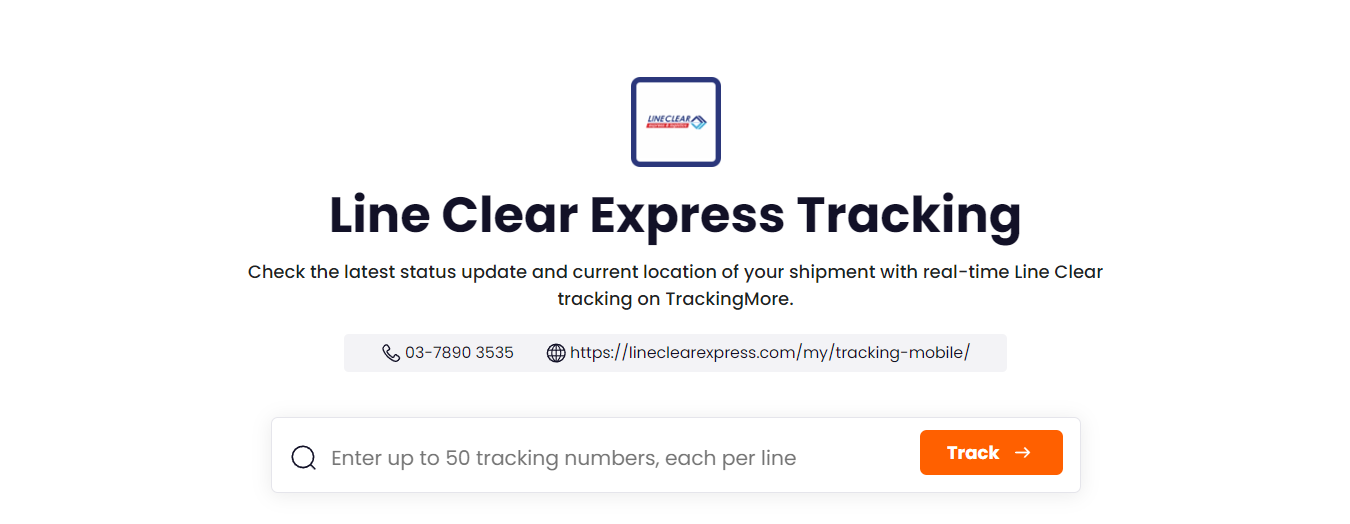 TrackingMore Line Clear tracking page
