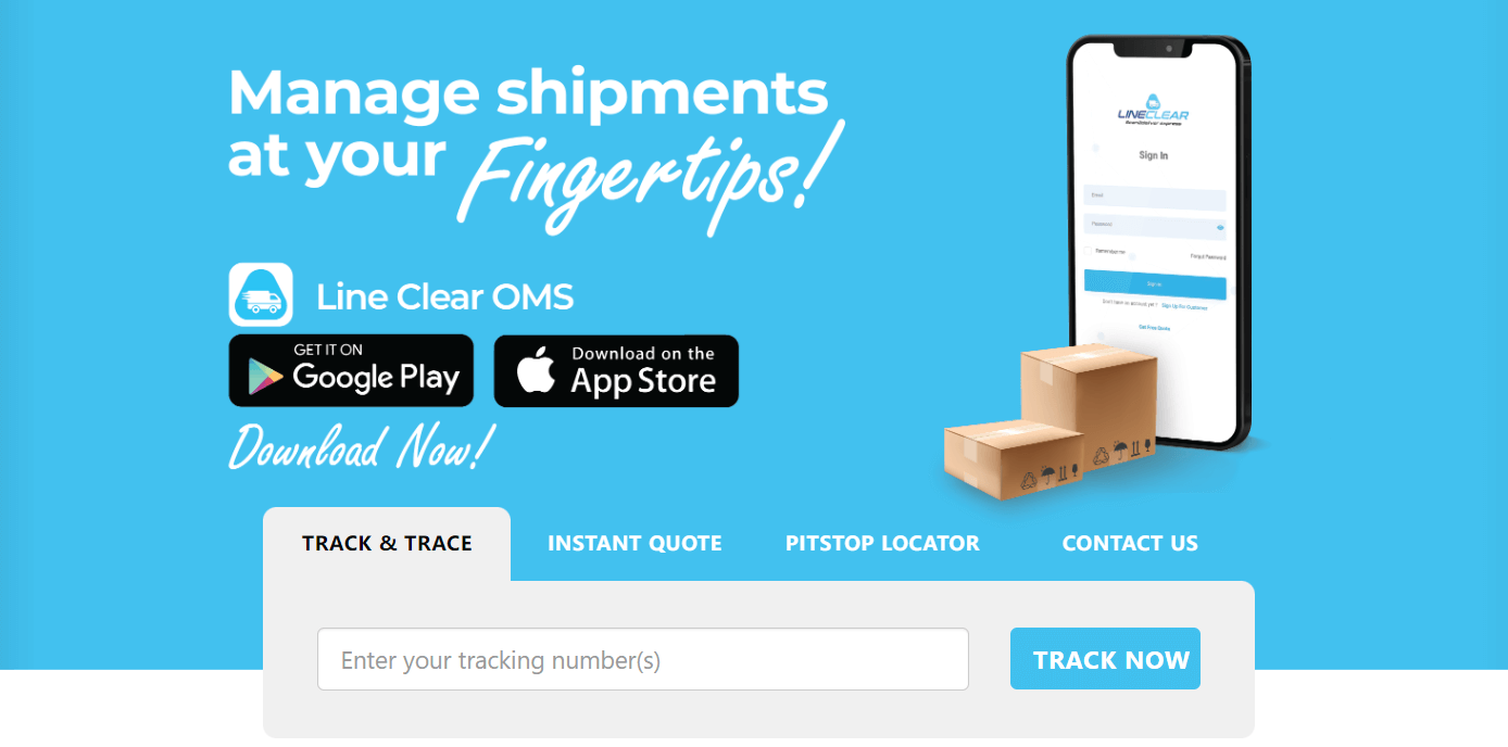 Line Clear tracking page