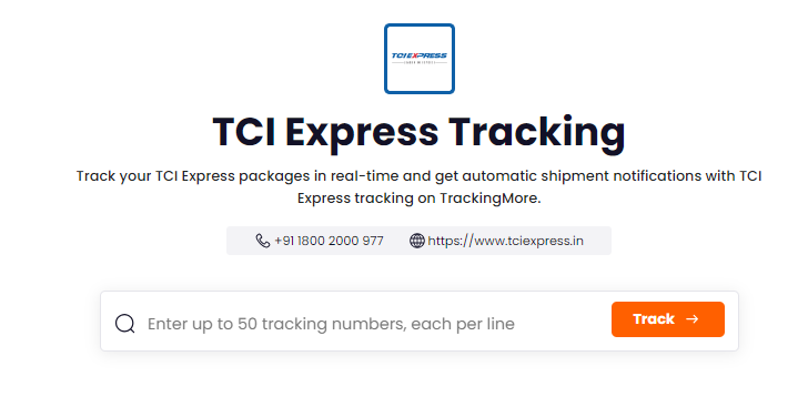TrackingMore TCI Express Tracking Page