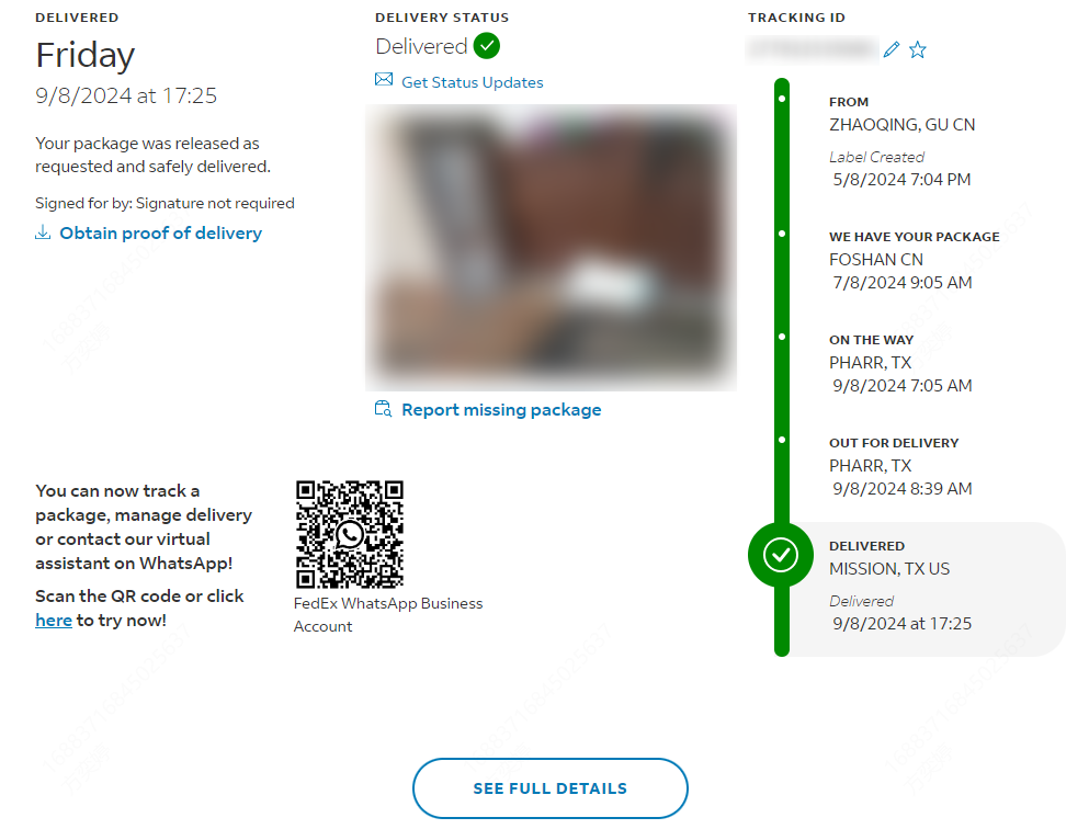 FedEx tracking status