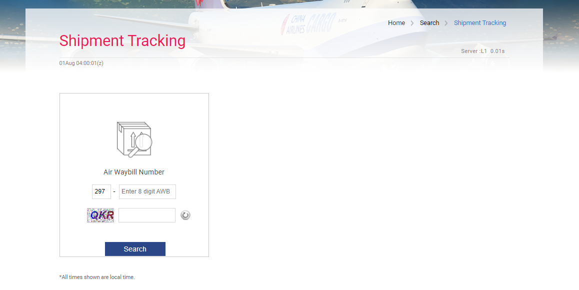 China Airlines Cargo Track Page