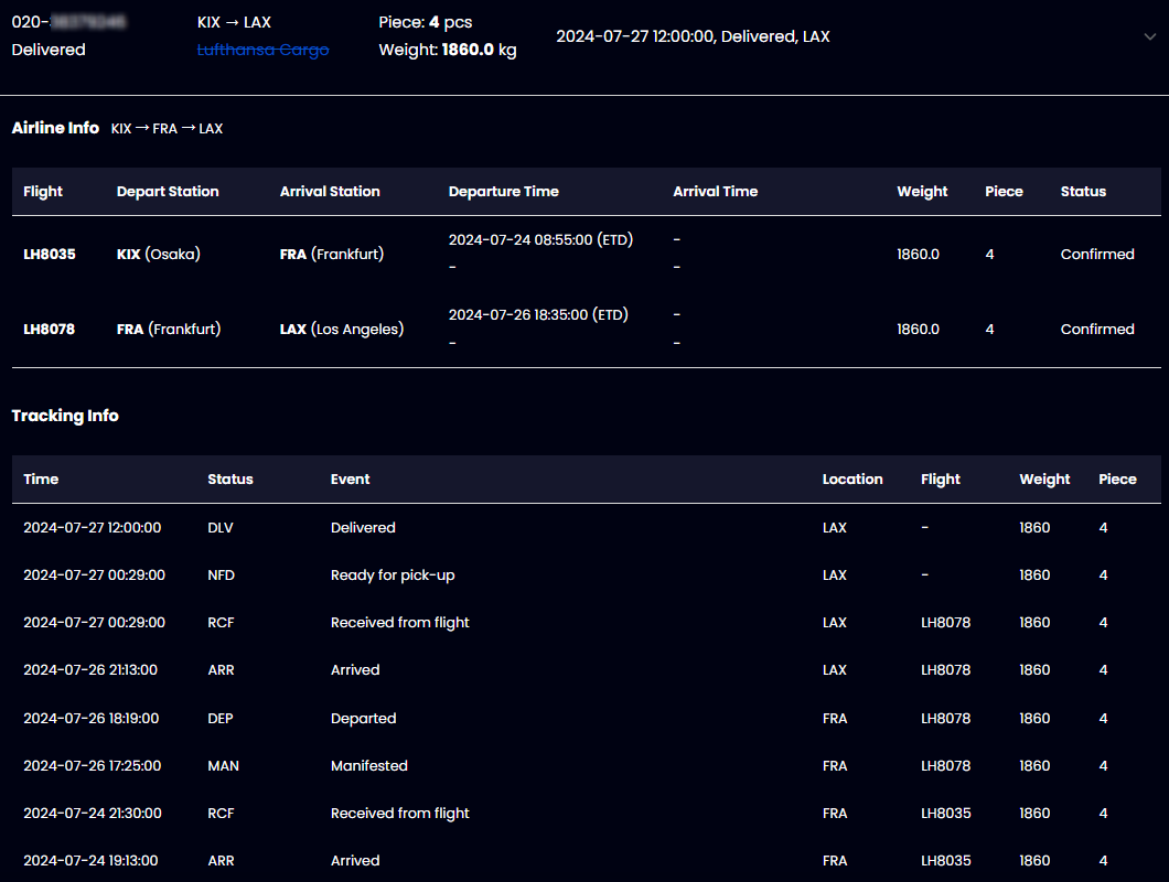 TrackingMore's Lufthansa Cargo Logistic Track