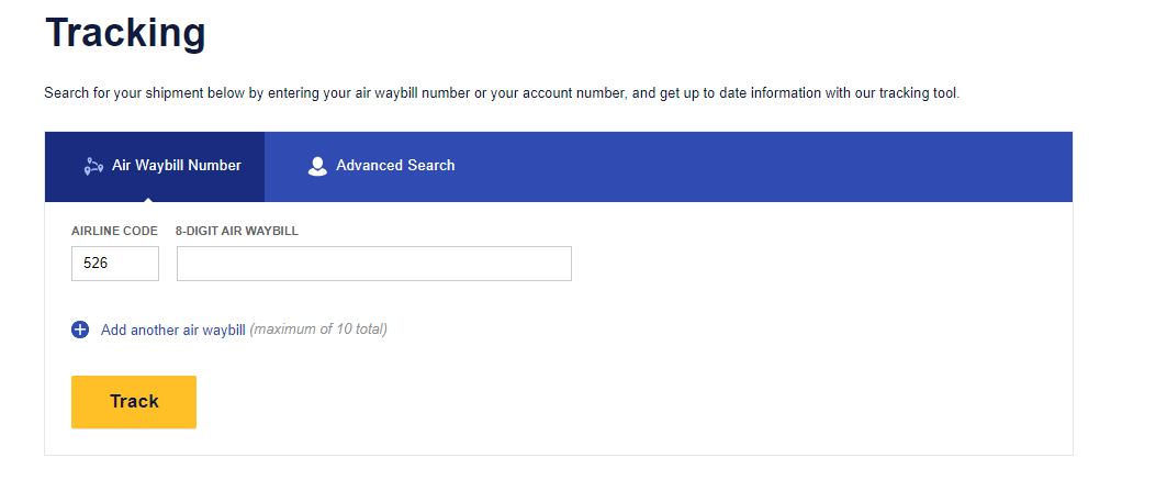 Southwest Cargo Track Page