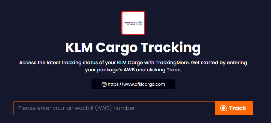 TrackingMore's KLM Cargo Track Page